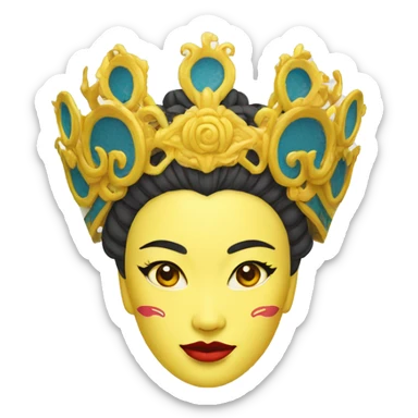 Yellow Woman Peking Opera Head Crown sticker