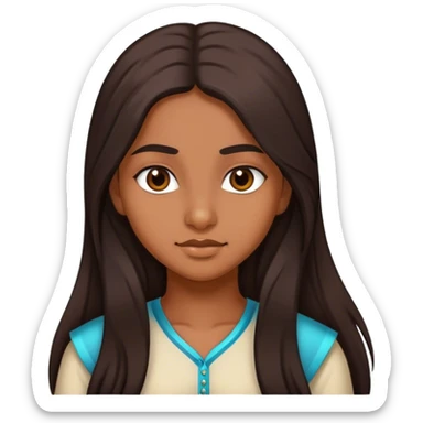 indian teen girl with dark brown long hair  sticker