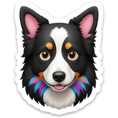 Colorful Border collie Dog, Border collie Portrait, Dog Sticker Clip art sticker