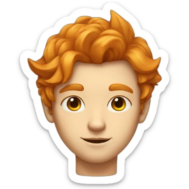 guy with ginger hair fox ears two triangle markings on the cheeks eyes yellow sticker