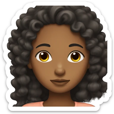brown skin girl sleeping with black long curly hair sticker