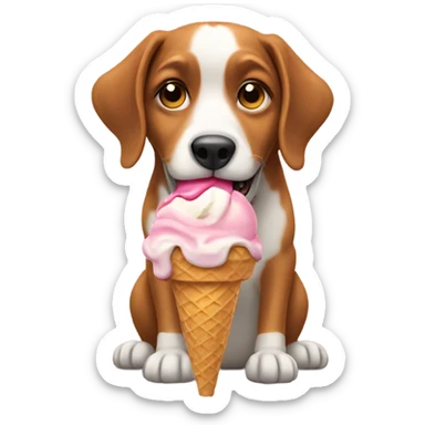 Dog eating an ice cream cone  sticker