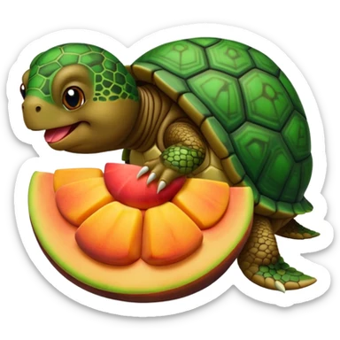 Sweet Turtle licking peaches  sticker