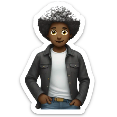 afro boy taking money out of his pocket sticker