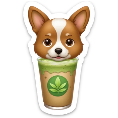 Ah dog who is holding a iced matcha latte sticker
