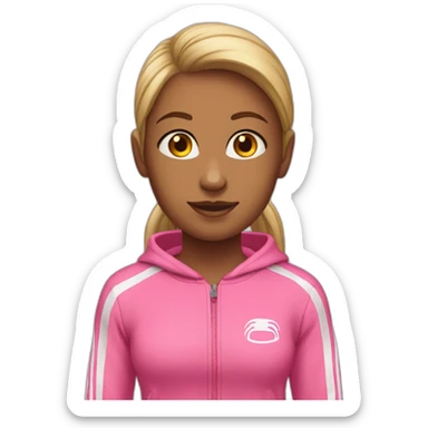 the girl in the pink tracksuit finishes. sticker