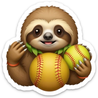 a sloth wearing a softball glove sticker