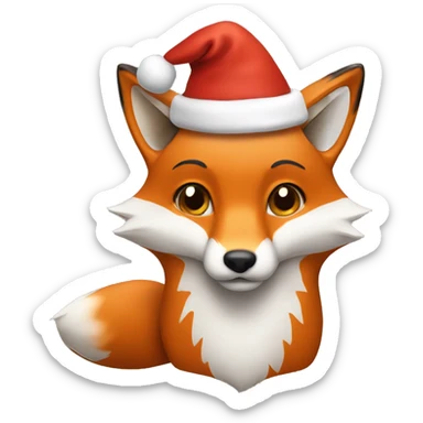 a fox whit a christmas hat sticker