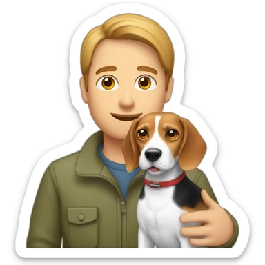 Beagle dog with his owner sticker