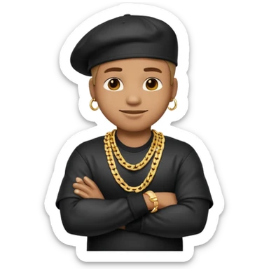rapper emoji crossing arms in front of chest, confident expression sticker