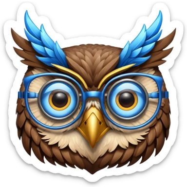 Create a high-quality 3D render that transforms the emojis 👓 ⚡ 🦉 into realistic 3D objects.
 sticker