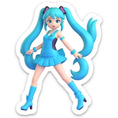 Hatsune Miku with teal twin tails sticker