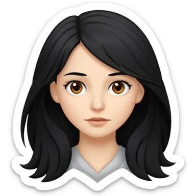 white woman with choppy long black hair and brown eyes sticker