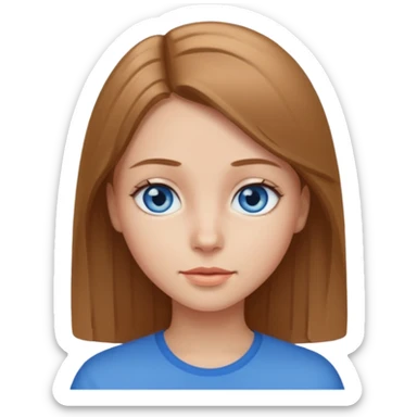 Girl with light brown straight hair with blue eyes sticker