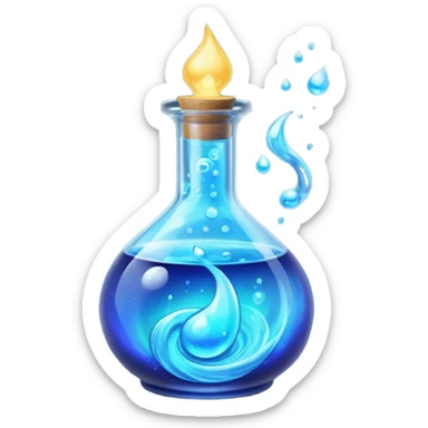 FANTASY MAGIC BLUE POTION TILTED TO THE LEFT IN A CIRCLE BOTTLE sticker