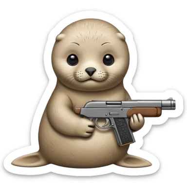 Baby seal with a gun sticker