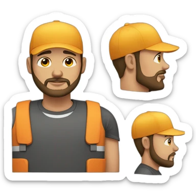 Bearded and overweight man with cap sticker