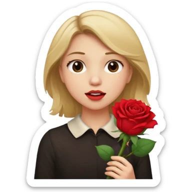 ash Trevino is a fat girl with dirty blonde hair and has a rose in her hand , really fat and a moaning face sticker