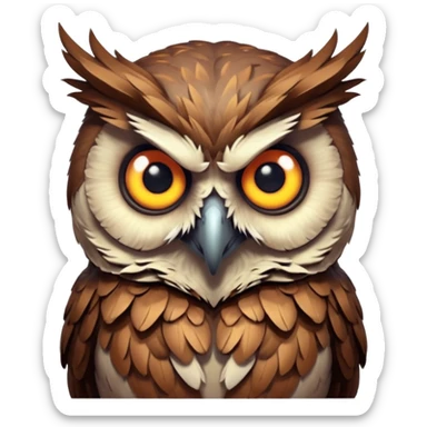zombie owl portrait, head and shoulders only, ragged feathers, glowing eerie eyes, haunted night creature vibe, 3D cartoon, mobile game icon style, clean background, no text, no watermark
 sticker