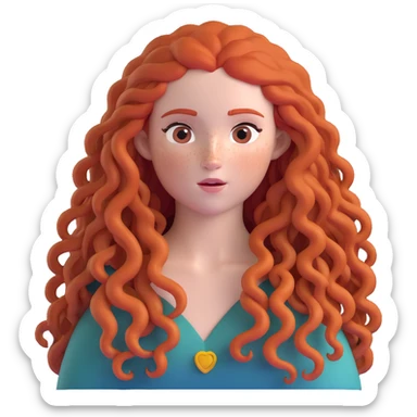 Merida from Brave with extremely long wild curly red hair and face completely covered with freckles sticker