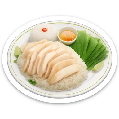 hainan chicken rice on a plate sticker