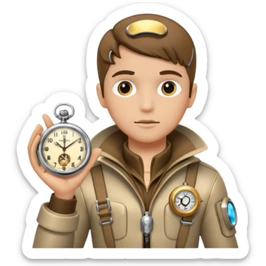 future Explorer with futuristic pocket watch sticker