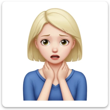 Girl choking self with hands sticker