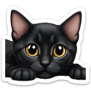 Black Bombay kitten laying sticker