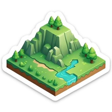 isometric terrain single green tile sticker