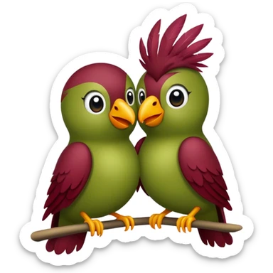 Burgundy Love birds olive color sticker
