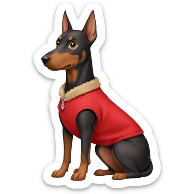 Doberman with clothes on sticker