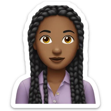 black woman with black braids and lashes sticker