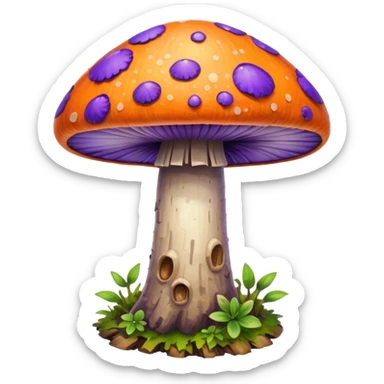 wild colorful mushroom growing on tree sticker