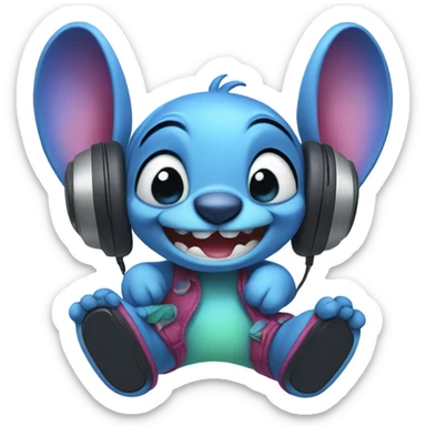Sitich with stitch headphones  sticker