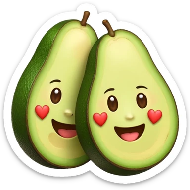 ios style emoji of two avocado halves with faces and hearts above them sticker