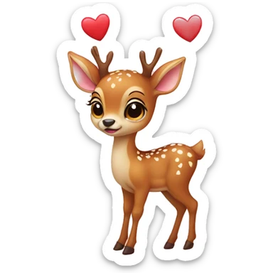 Baby deer with hearts  sticker