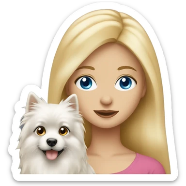 Blonde girl blue eyes holding spitz  sticker