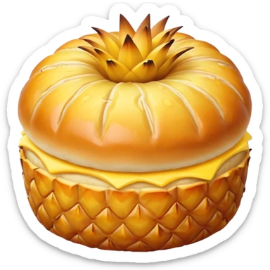 Chinese pineapple bun (Bo Lo Bao) with crusty top sticker