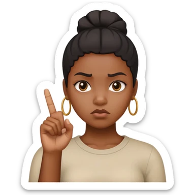 black girl holding up middle finger annoyed face  sticker
