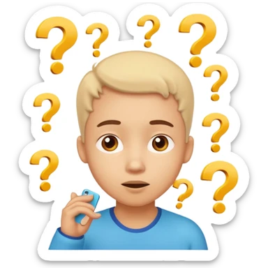 Cartoon illustration of an animated character trying to guess a secret number, question marks floating around their head, thoughtful expression, playful and educational style, bright colors, simple background. sticker