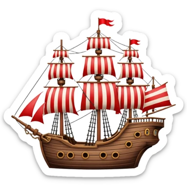 pirate ship red and white lines  sticker