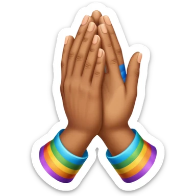 Praying hands rainbow coloured sticker