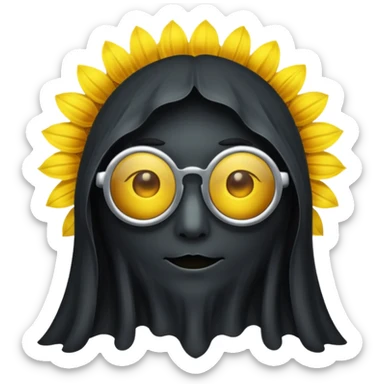 Black ghost with sunflower glasses sticker