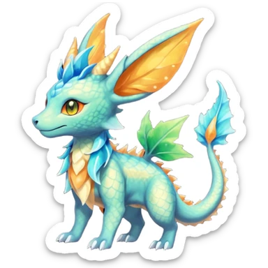 Rocky crystallic Shiny ethereal elemental Salandit-Leafeon-Vaporeon-hybrid-fusion (full body) sticker