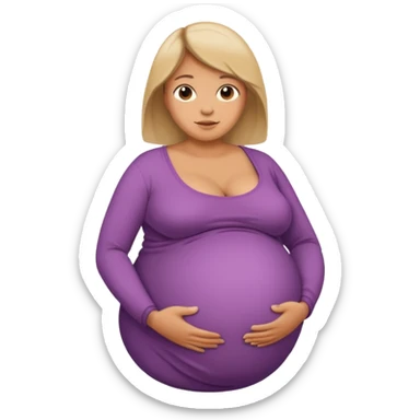 heavily pregnant woman with extremely huge overdue belly sticker