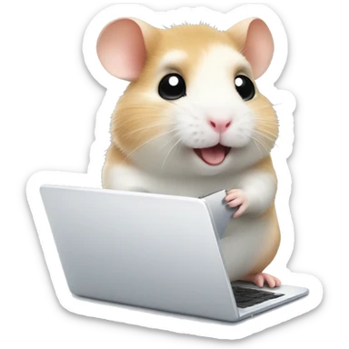 cute hamster working with laptop sticker