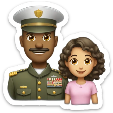 papa militar joven con hija sticker