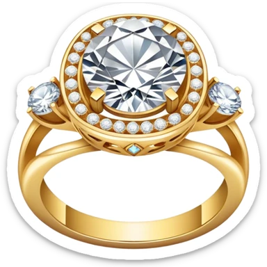 Create a bright and detailed icon representing jewelry art and the craft of making jewelry. The design should feature elements like a sparkling diamond, a gold ring, a jeweler’s tools (such as pliers and a workbench), and some delicate detailing that conveys craftsmanship and luxury. The icon should be clean, vibrant, and visually striking, with a balance of sophistication and creativity. sticker