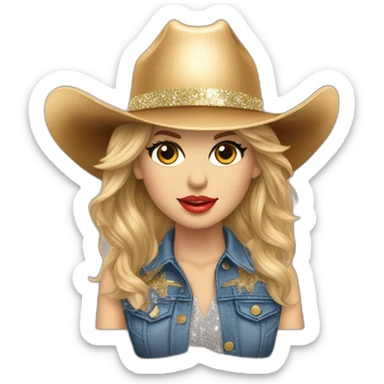 Taylor Swift wearing a cowboy hat and glittery boots sticker