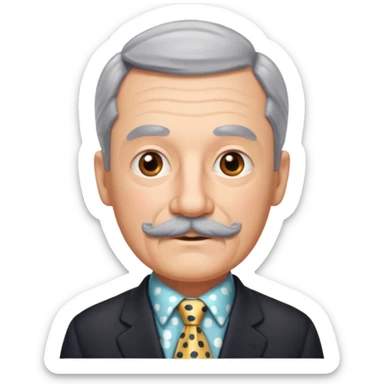 Grandpa with gray mustache & polka-dot tie sticker